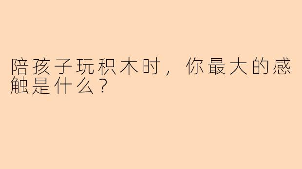 陪孩子玩积木时,你最大的感触是什么?
