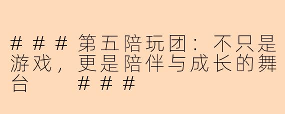 ###第五陪玩团：不只是游戏，更是陪伴与成长的舞台

###