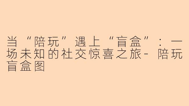 当“陪玩”遇上“盲盒”:一场未知的社交惊喜之旅-陪玩盲盒图