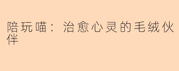 陪玩喵：治愈心灵的毛绒伙伴