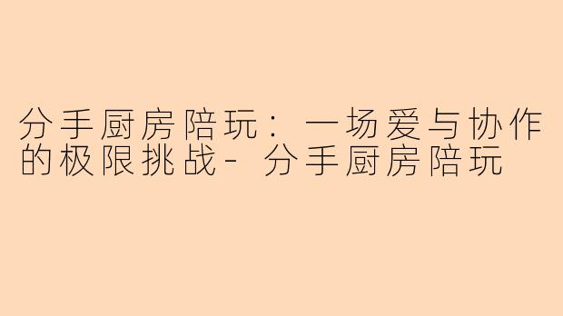 分手厨房陪玩：一场爱与协作的极限挑战-分手厨房陪玩