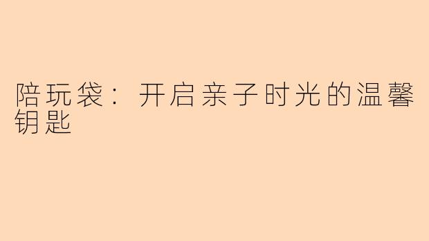 陪玩袋：开启亲子时光的温馨钥匙