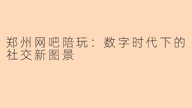 郑州网吧陪玩：数字时代下的社交新图景