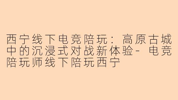 西宁线下电竞陪玩：高原古城中的沉浸式对战新体验-电竞陪玩师线下陪玩西宁