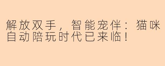 解放双手，智能宠伴：猫咪自动陪玩时代已来临！
