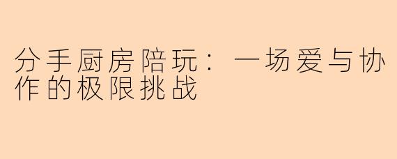 分手厨房陪玩：一场爱与协作的极限挑战
