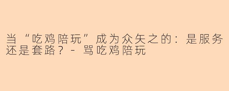 当“吃鸡陪玩”成为众矢之的：是服务还是套路？-骂吃鸡陪玩