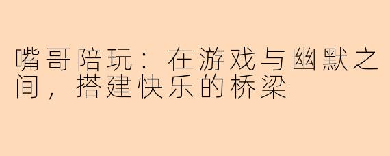 嘴哥陪玩：在游戏与幽默之间，搭建快乐的桥梁