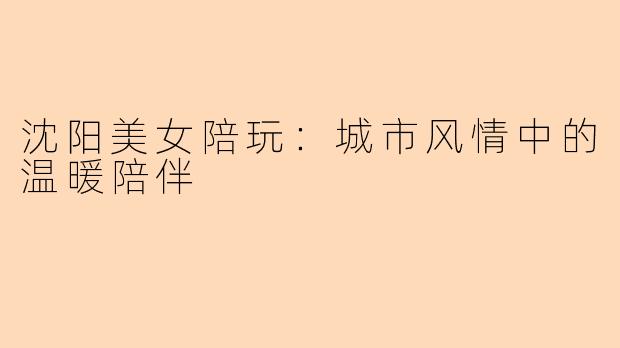 沈阳美女陪玩：城市风情中的温暖陪伴
