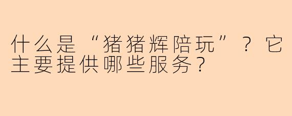 什么是“猪猪辉陪玩”？它主要提供哪些服务？