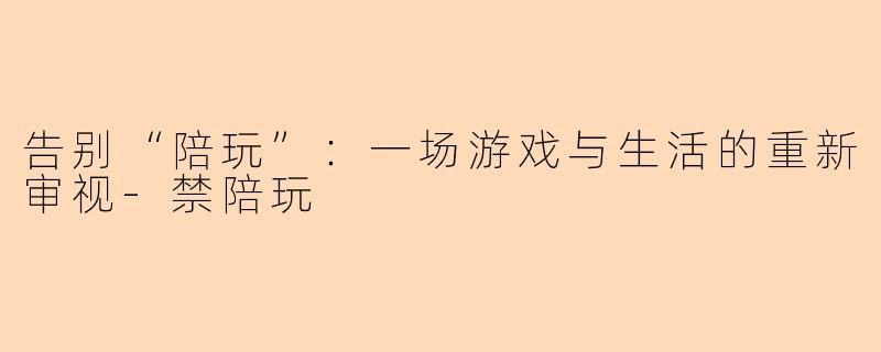 告别“陪玩”：一场游戏与生活的重新审视-禁陪玩