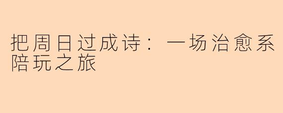 把周日过成诗：一场治愈系陪玩之旅