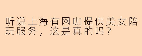 听说上海有网咖提供美女陪玩服务，这是真的吗？