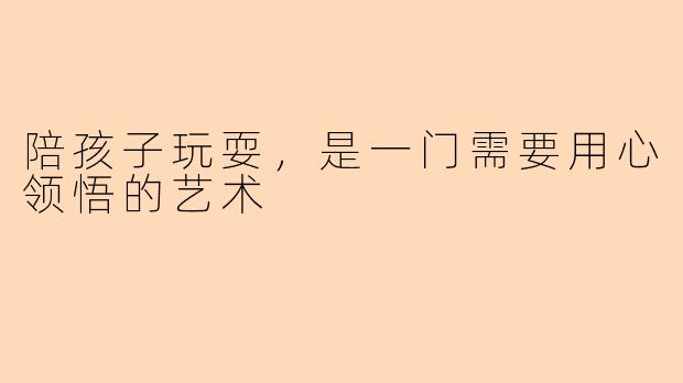 陪孩子玩耍，是一门需要用心领悟的艺术