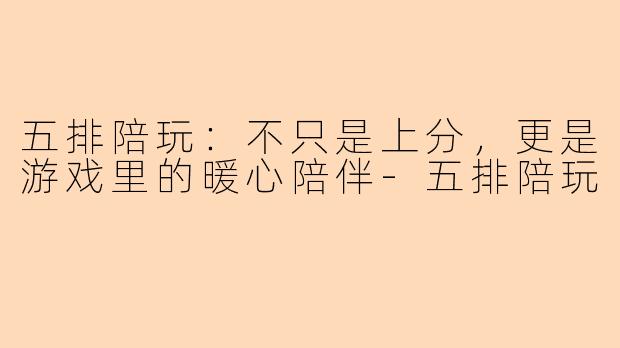 五排陪玩：不只是上分，更是游戏里的暖心陪伴-五排陪玩