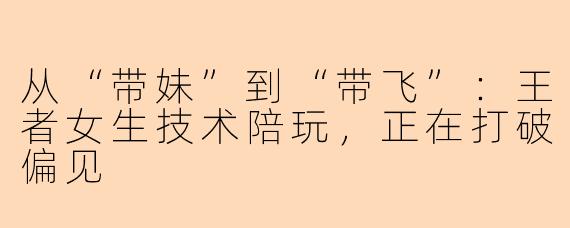 从“带妹”到“带飞”：王者女生技术陪玩，正在打破偏见