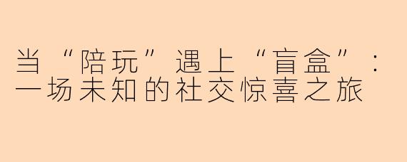 当“陪玩”遇上“盲盒”:一场未知的社交惊喜之旅