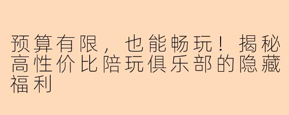 预算有限，也能畅玩！揭秘高性价比陪玩俱乐部的隐藏福利
