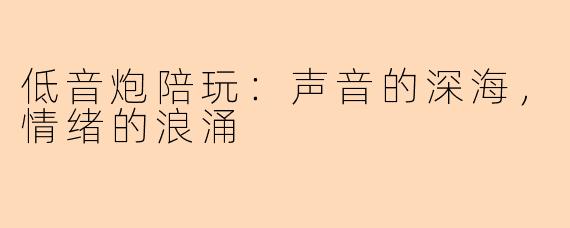 低音炮陪玩：声音的深海，情绪的浪涌