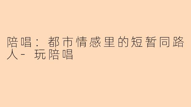 陪唱：都市情感里的短暂同路人-玩陪唱