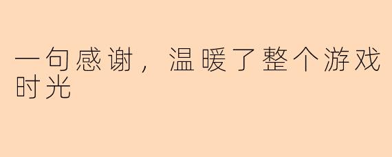 一句感谢，温暖了整个游戏时光