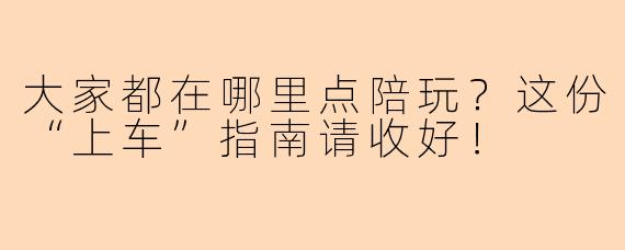 大家都在哪里点陪玩？这份“上车”指南请收好！