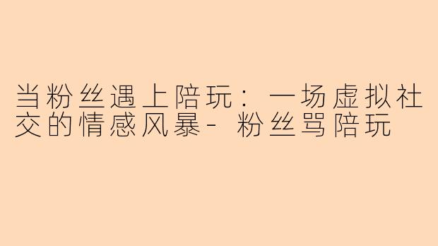 当粉丝遇上陪玩：一场虚拟社交的情感风暴-粉丝骂陪玩