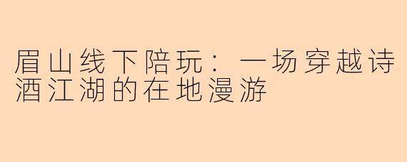眉山线下陪玩：一场穿越诗酒江湖的在地漫游
