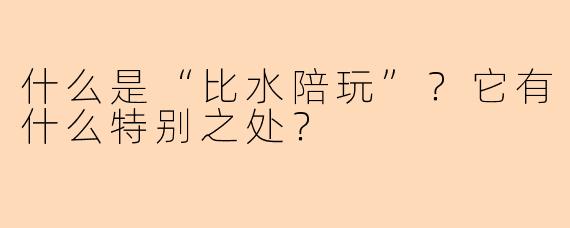 什么是“比水陪玩”？它有什么特别之处？
