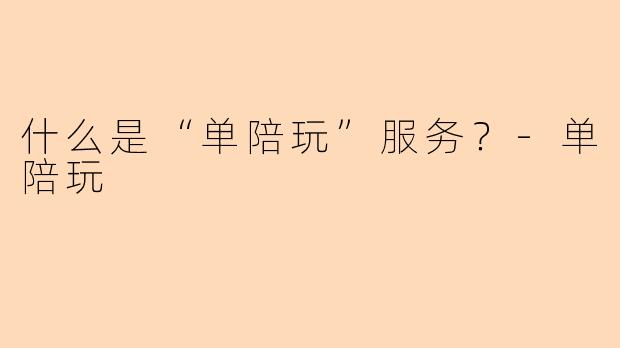 什么是“单陪玩”服务？
