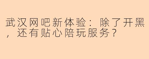武汉网吧新体验：除了开黑，还有贴心陪玩服务？