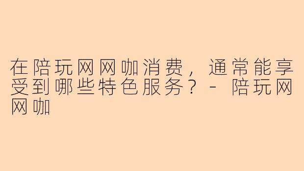 在陪玩网网咖消费，通常能享受到哪些特色服务？-陪玩网网咖