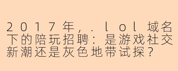 2017年，.lol域名下的陪玩招聘：是游戏社交新潮还是灰色地带试探？