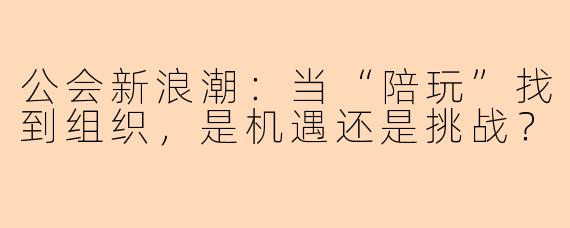 公会新浪潮：当“陪玩”找到组织，是机遇还是挑战？