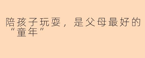 陪孩子玩耍，是父母最好的“童年”