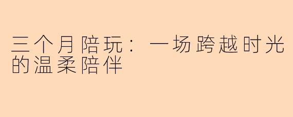 三个月陪玩：一场跨越时光的温柔陪伴