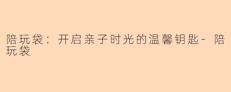 陪玩袋：开启亲子时光的温馨钥匙-陪玩袋