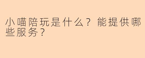 小喵陪玩是什么？能提供哪些服务？
