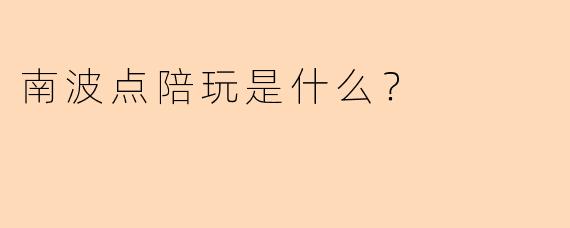 南波点陪玩是什么？