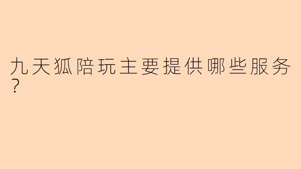 九天狐陪玩主要提供哪些服务?
