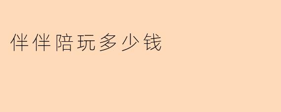 伴伴陪玩多少钱