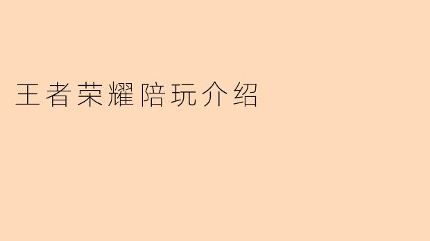 王者荣耀陪玩介绍