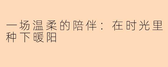 一场温柔的陪伴：在时光里种下暖阳