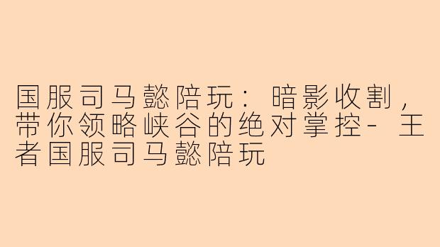国服司马懿陪玩：暗影收割，带你领略峡谷的绝对掌控-王者国服司马懿陪玩