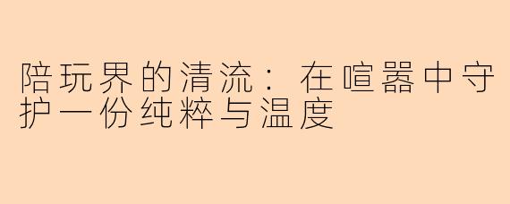 陪玩界的清流：在喧嚣中守护一份纯粹与温度