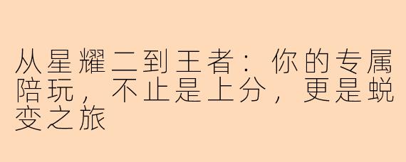 从星耀二到王者：你的专属陪玩，不止是上分，更是蜕变之旅