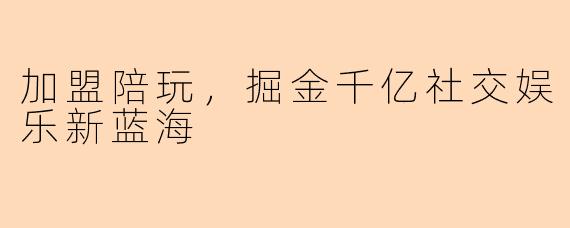 加盟陪玩，掘金千亿社交娱乐新蓝海