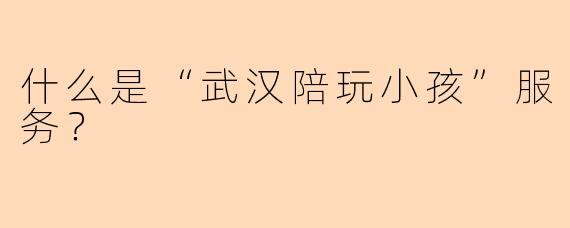 什么是“武汉陪玩小孩”服务？