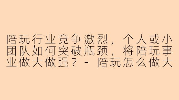 陪玩行业竞争激烈，个人或小团队如何突破瓶颈，将陪玩事业做大做强？-陪玩怎么做大