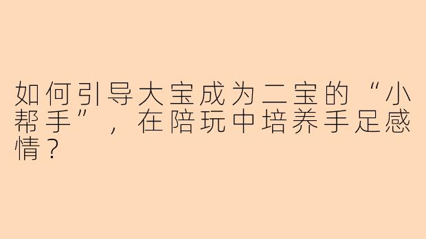 如何引导大宝成为二宝的“小帮手”，在陪玩中培养手足感情？